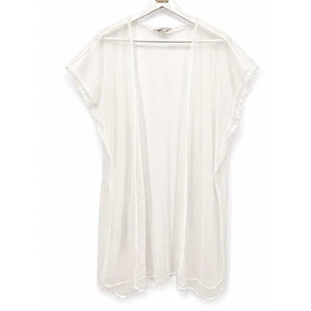 UndercoverWear White Sheer Top Overlay Lingerie Robe Mini Size Medium Bridal
